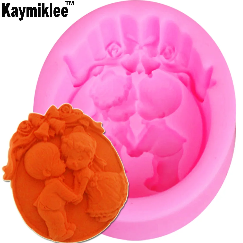 Kaymiklee S019 1PCS Wedding Kiss Bride and groom Craft Art Silicone