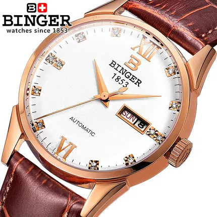 Binger Genuine Leather Luxury Men Watches Chronograph Geneva Switzerland Function Men Top Brand Military Watch Relogio