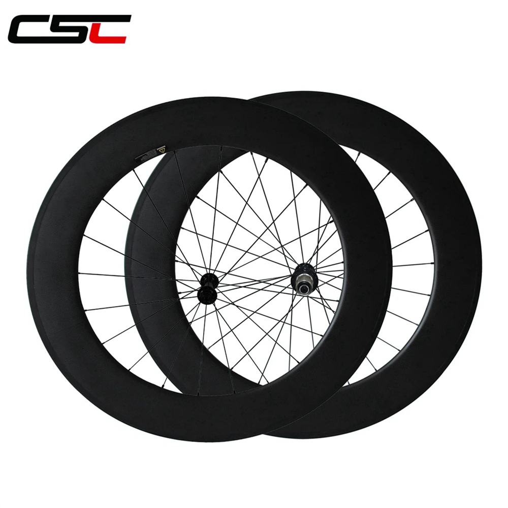 Flash Deal Ultra light 1035g 23mm width 24/38/50/60/88mm depth clincher or tubular carbon road bike wheels R13+ Mac aero 424 spokes 10