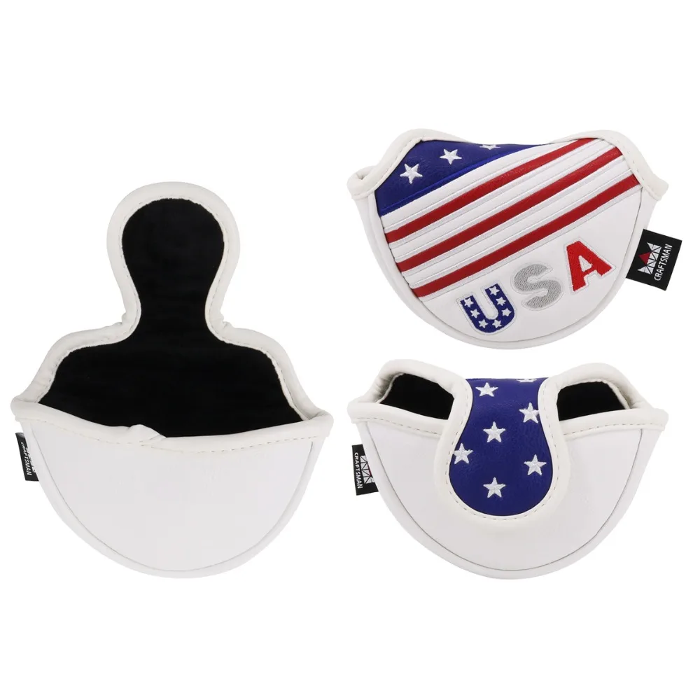 Craftsman Golf Wood Headcover Driver Fairway Hybrid UT Set Blade Mallet Mid mallet Square Putter Cover USA Flag искусственная