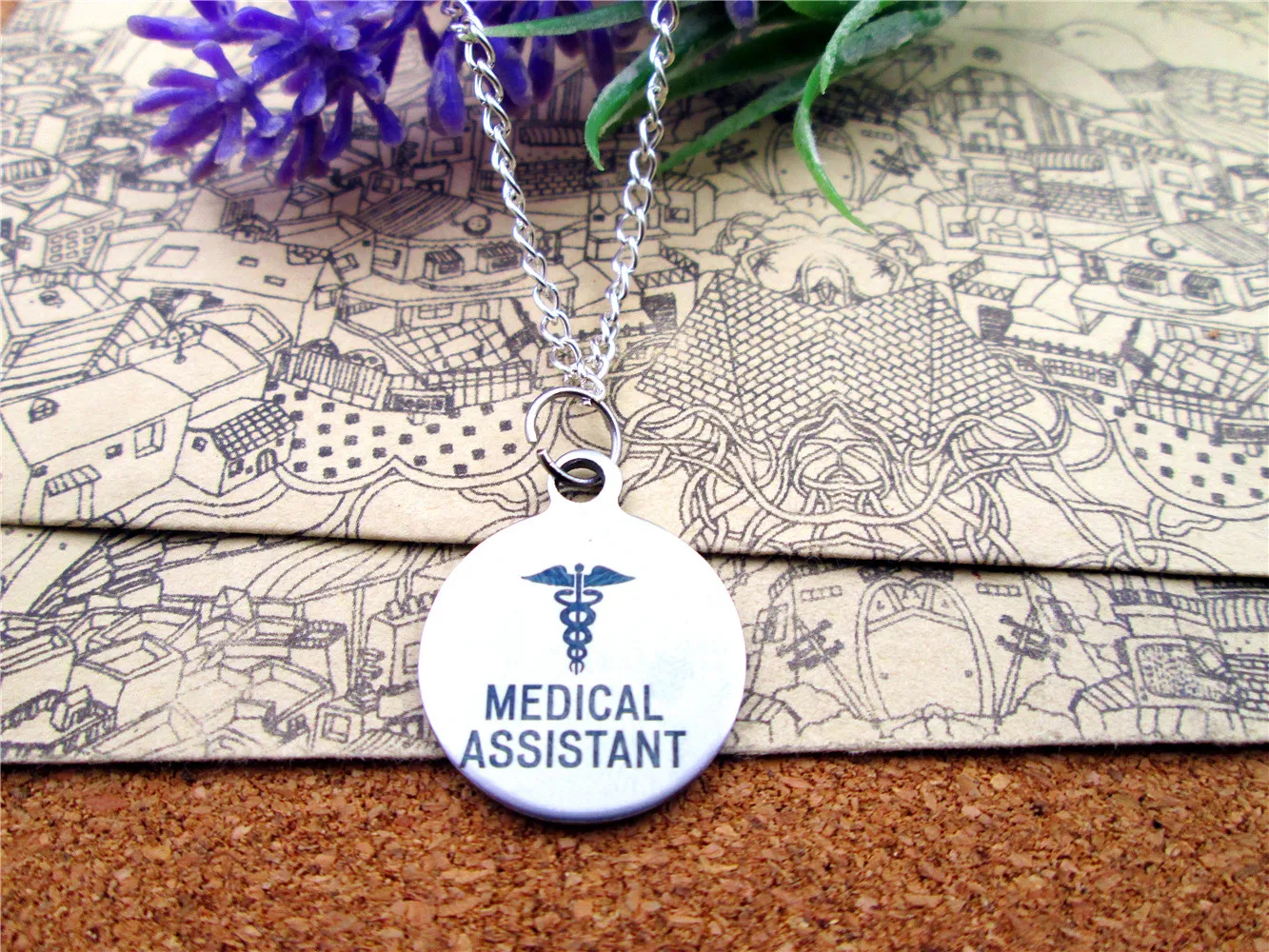 Fashion stainless steel charm "MEDICAL ASSISTANT" Pendant charm