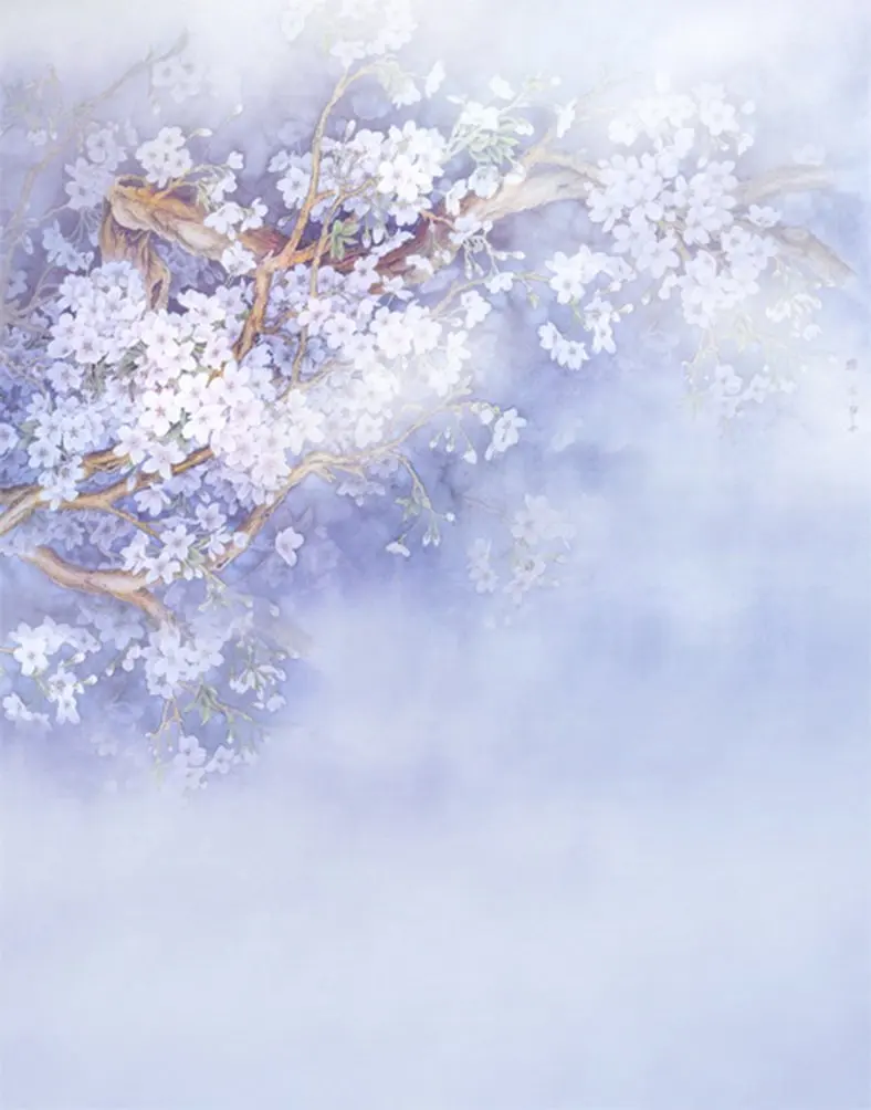 

5x7ft White Flowers Purple Photography Backdrops Photo Props Studio Background