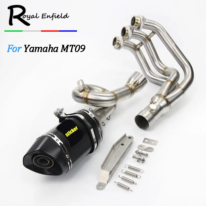 

New arrive Motorcycle Exhaust muffler Modified Scooter Clamp On Mid Pipe Slip-On Mid Pipe For Yamaha MT-09 MT09 MT 09 front pipe