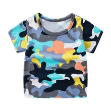 Summer Boys Short Sleeve T Shirts Cartoon Minions Print T-shirt Cotton Camouflage Tee Shirt Baby Boy Tops For Kids Clothing