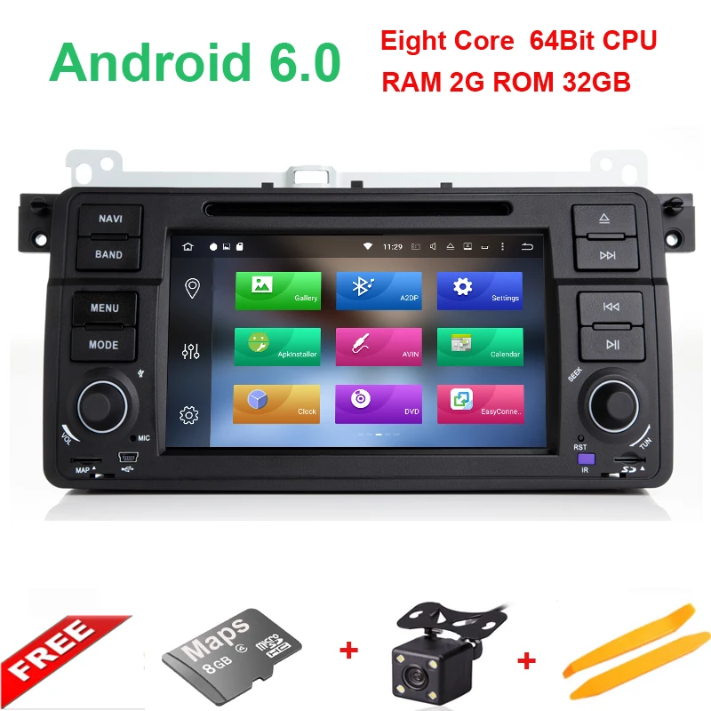 الروبوت 6.0.1 7 بوصة car dvd player for bmw/e46/m3/روفر/3 series 8 النوى cpu 2 جيجابايت ذاكرة 32 جيجابايت rom 3 جرام/4 جرام wifi gps راديو fm يمكن حافلة
