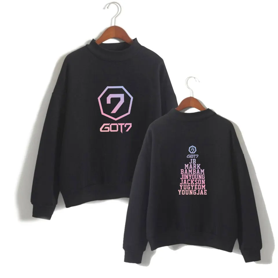 GOT7 Korea Group Женская водолазка модель K POP Свитшот в стиле хип хоп Харадзюку зимние