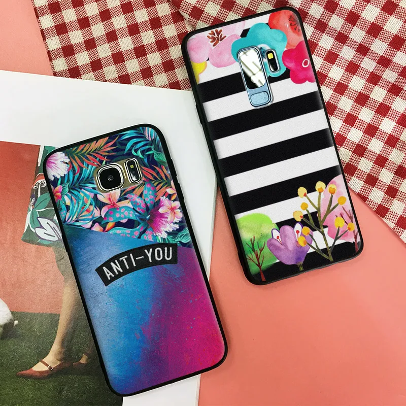 

Colorful Plants Floral Flower Soft Silicone Phone Case Cover Shell For Samsung S7 Edge S8 S9 Plus Note 8 9