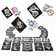60 шт Смешанные 193 стилей блестящие трафареты для татуировки, для покраски тела, дизайн, Аэрограф, Временные татуировки, набор, шаблон, поставки