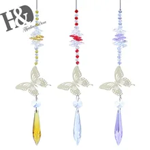 H& D ручная работа бабочка 55 мм кристалл сосулька Призма Радуга производитель с восьмиугольным бисером Висячие Suncatcher орнамент(3 цвета