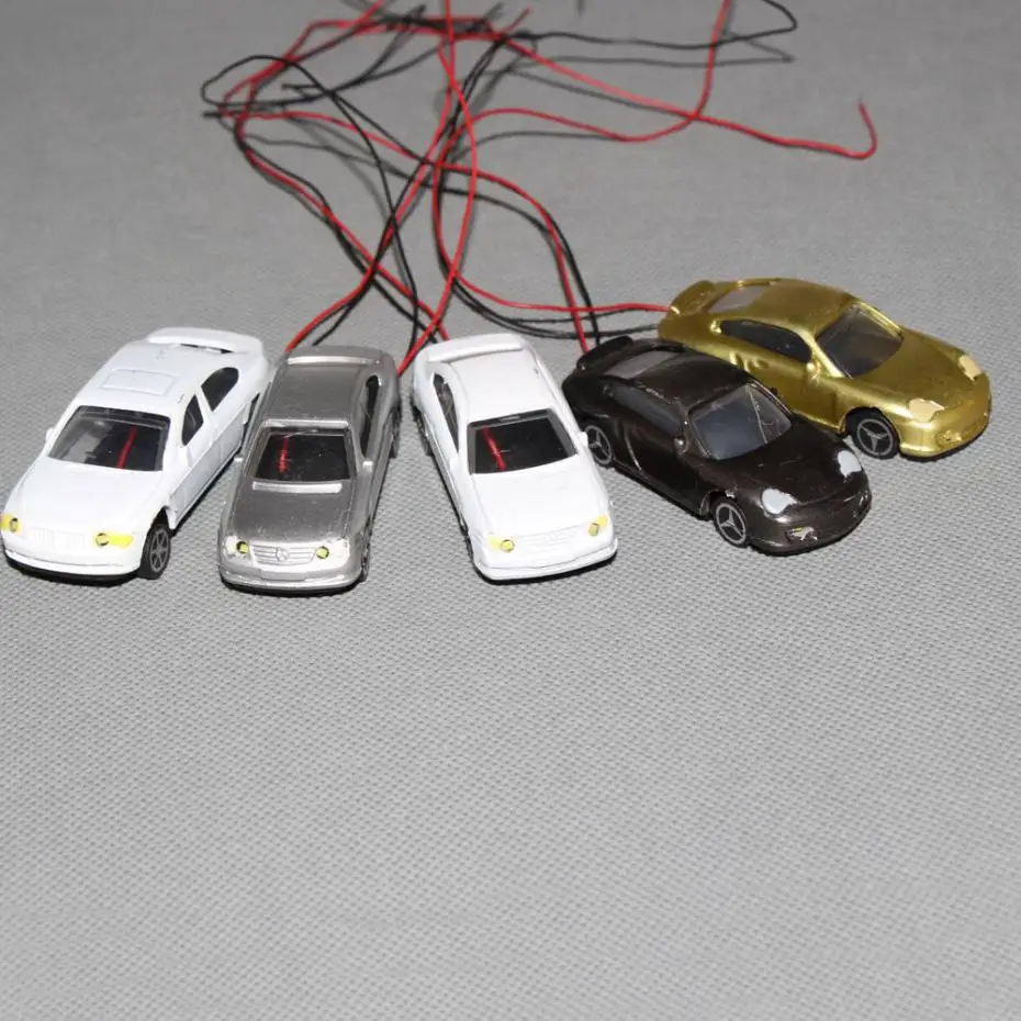 EC753V 12PCS 175 OO Scale Model Lighted Cars With 3V LEDs Lights for