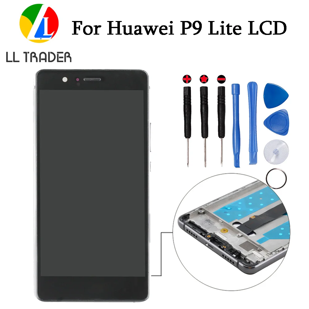 

LL TRADER 100% AAA Quality Touch Screen Assembly for Huawei P9 Lite LCD Display Pantalla Replacement P9 Lite LCD Digitizer+Tools