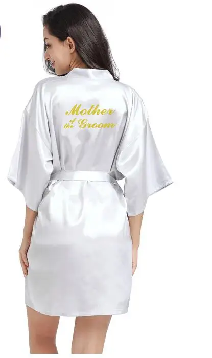 Серебряный халат с золотой надписью мама сестра кимоно для невесты халат подружки невесты белый розовый свадебный сатиновый халат невесты s-xxl