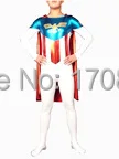 

Shiny Metallic Superhero Costume red and blue with cape no hood