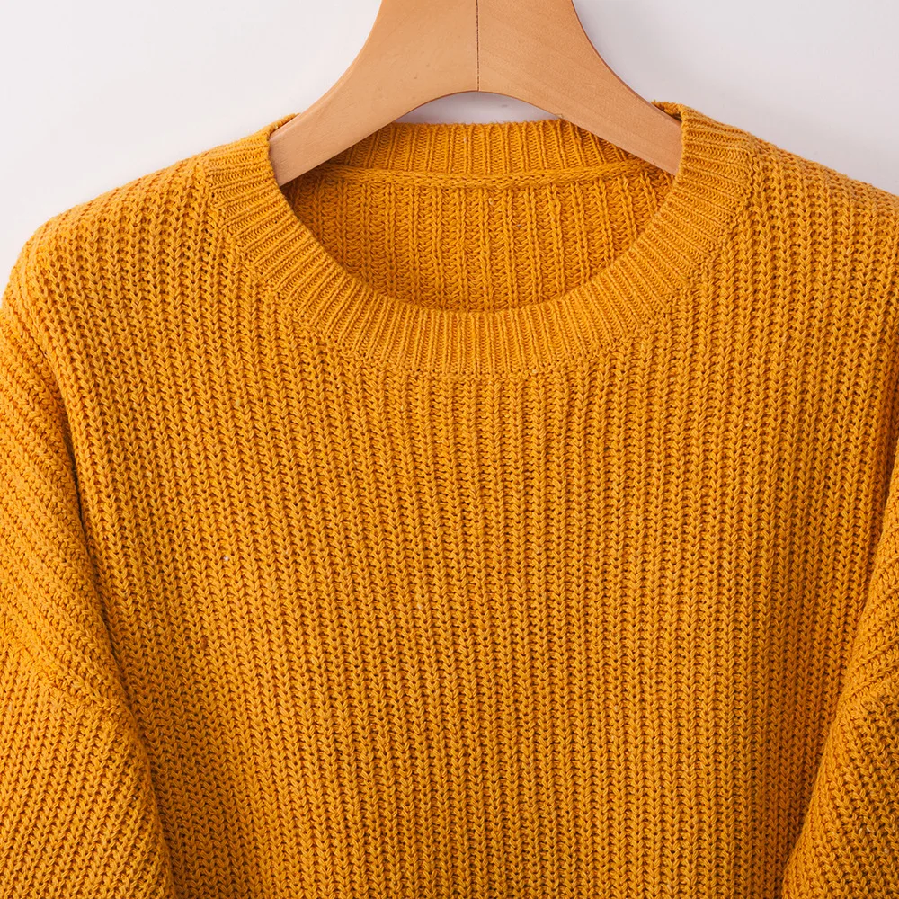 Осенний толстый пуловер свитер для женщин Модный зимний Корейский вязаный свитер Джемперы женский с пышными рукавами Топы
