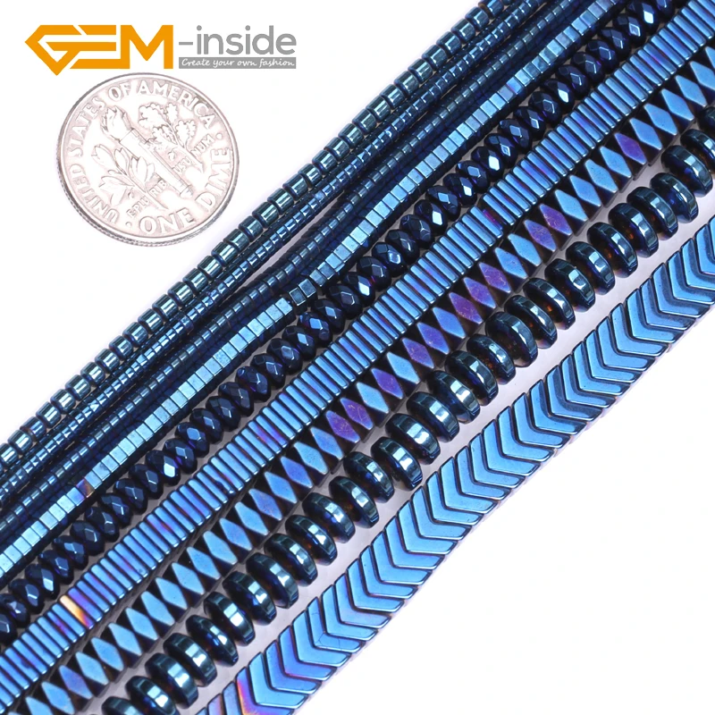 

Thin Section Slice Rondelle Heishi Blue Metallic Coated Reflections Hematite Jewelry Making Beads DIY Strand 15" Gem-inside