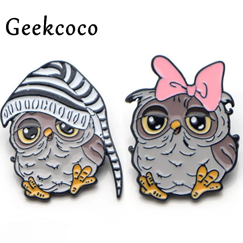 

Owl best friends couple Zinc Alloy Pins for men women Shirt Charm insignia Clothes backpack Accessories medal Badge Brooch J0183