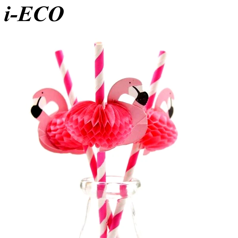 Pailles Flamingo Papier Réutilisables Biodégradables 50 Pièces Pailles en Papier Anniversaires 3D Cocktail Pailles Mariage pour la Fête Célébration Bars 