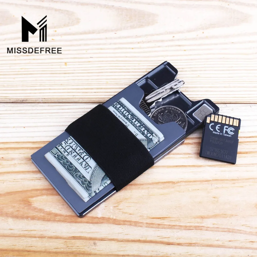 Minimalist Aluminum Slim Wallet for Men & Women Carbon Fiber Front Pocket Key Coin Case & Credit Card Holder RFID Blocking