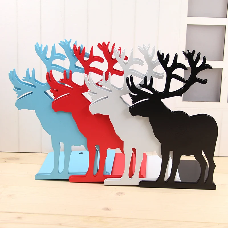 

2 pieces/lot Bookend Bookshelf Gift Deer Iron Desk Organizer Korean Fashion Cute Metal Bookends Book Stationery Support Holder