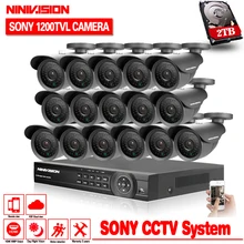 Home 16pcs AHD 1080p 960H 1200TVL 1.0MP CCTV security Camera System 16channel AHD DVR Kit HDMI 1080P NVR system usb 3g wifi view