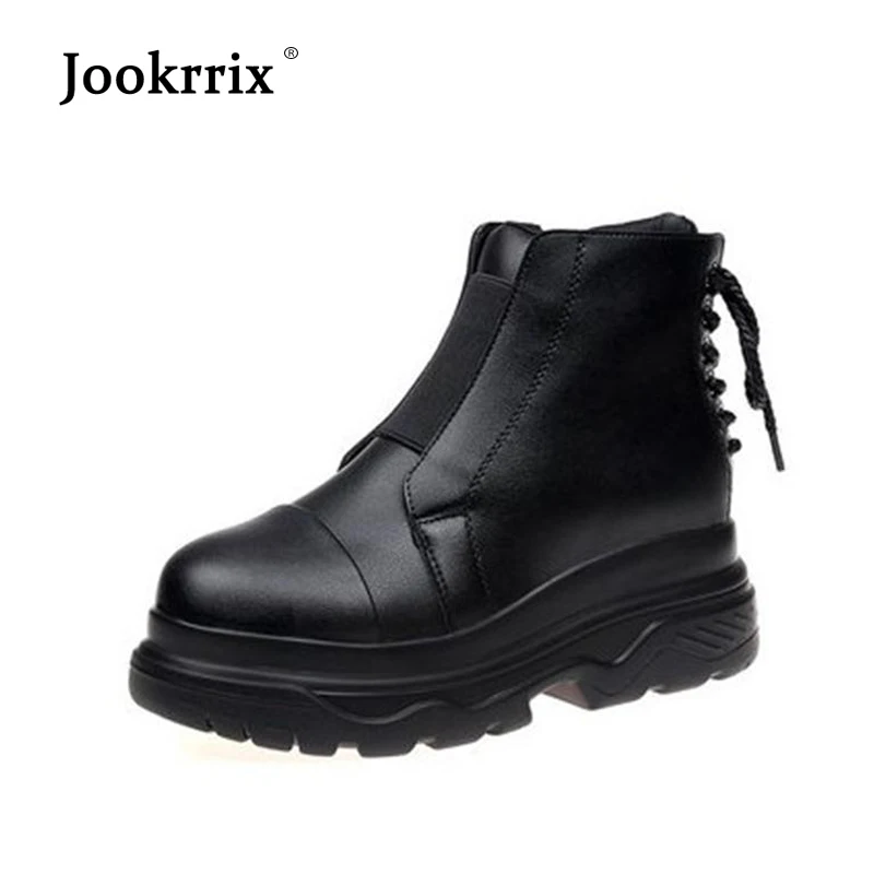 

Jookrrix Shoes Women Fashion Brand Shoes Retro Martin Boots Lady All Mtach Cross-tied Ankle chaussure Flats footware Girls Black