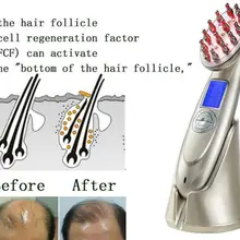 Лазерная расческа для волос от выпадения волос RF EMS светодиодный фотонный лазер стимулирующая отрастающая щетка для волос Вибрационный массажёр кожи головы