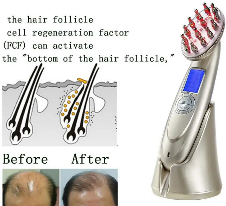 Laser Hair Regrowth Anti Hair Loss Comb RF EMS LED Photon Laser