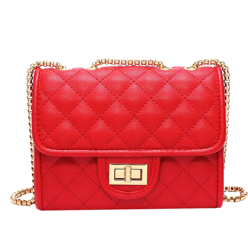 

High quality women's shoulder bag red portable metal chain bag shopping girl Messenger bag new discount youth ladies bag pink