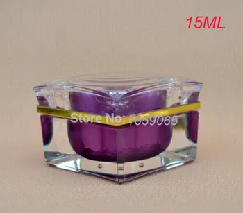 

New 15g purple square shape acrylic cream bottle eyecream jar Cosmetic Packaging Cosmetic Jar