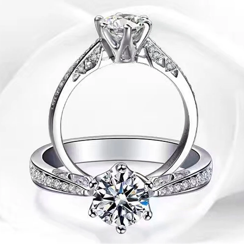 

ANI 18K White Gold (AU750) Women Wedding Ring Certified F/SI Luxury 0.66 CT Round Cut 6 Claws Real Diamond Ring for Engagement