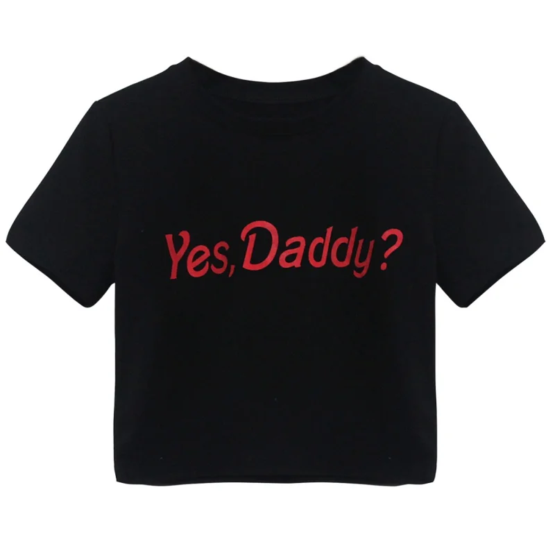 ROPALIA Letter Yes Daddy Stitch Повседневная футболка Летняя желтая/белая/черная/Розовая Сексуальная женская футболка