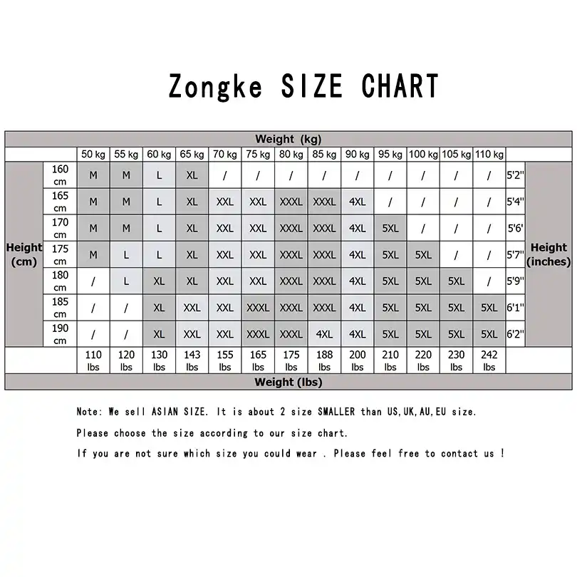 Sweatpants Size Chart