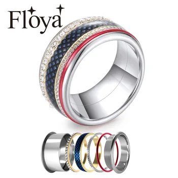 

Floya Interchangeable Accessories Women Stainless Steel Rings Lord Band Bague Without Scratches Ring