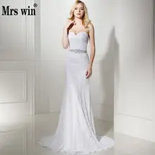 Белый Русалочка кружево на свадебное платье простое свадебное платье винтажный пояс Vestido De Noiva