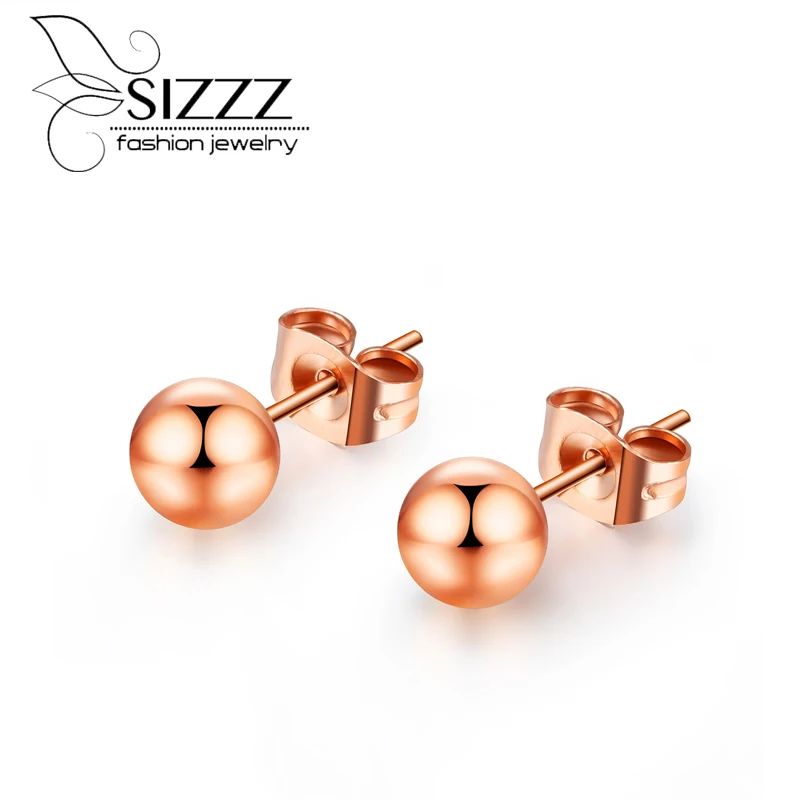 

SIZZZ Fashion plated rose gold sweet little girls temperament Stud Earrings for women