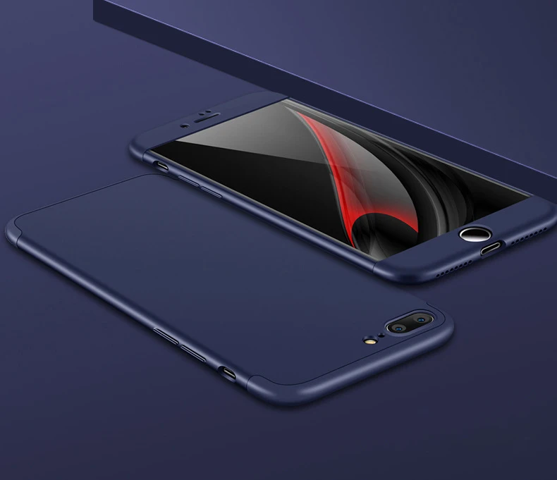 360 градусов Полная задняя крышка для iPhone 8 Plus чехол 3 в 1 Жесткий ПК Защитный