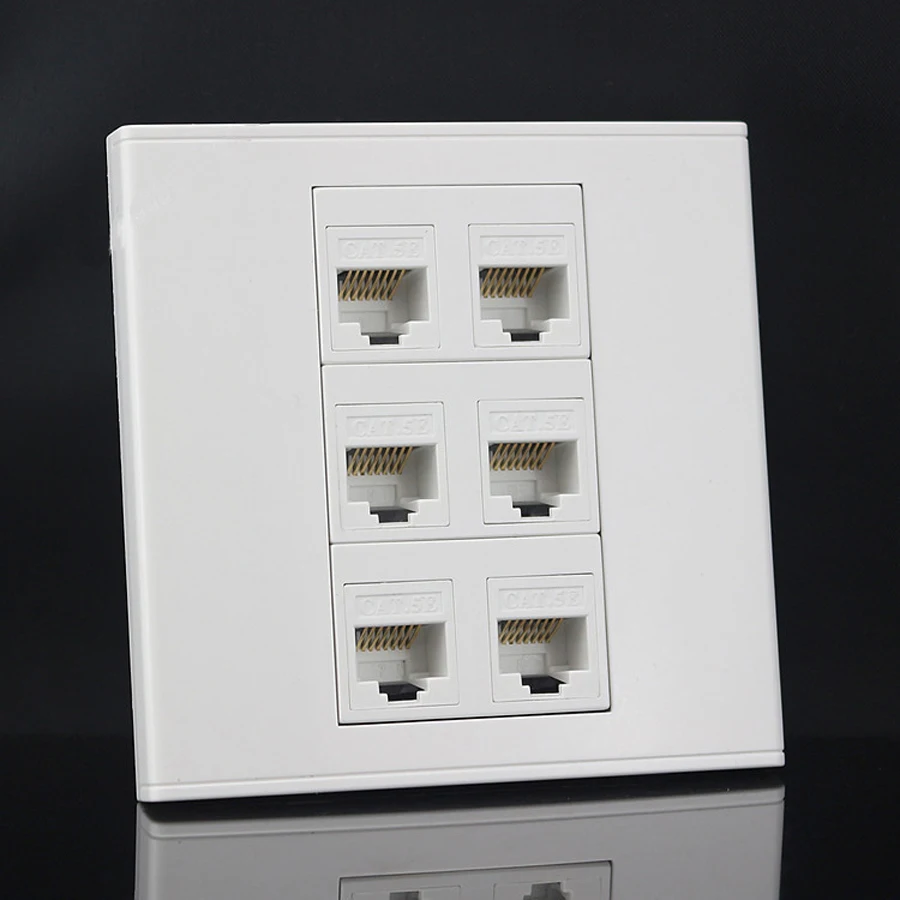 xintylink rj45 Socket jack modular 6 Port cat5e cat6 Keystone Wall Face plate Faceplate toolless white wall socket panel 86mm
