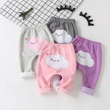 Для детей для маленьких мальчиков и девочек с мультипликационным рисунком «облака», Утепленная одежда леггинсы брюки штаны L306