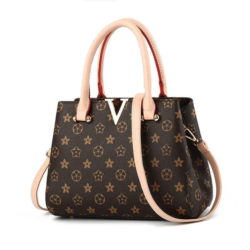 

2019 Real Bolsos Mujer Bolsas Feminina Luxury Handbags Women Bags Designer Middle-aged Bag Mother 2019 New Printing Handbag