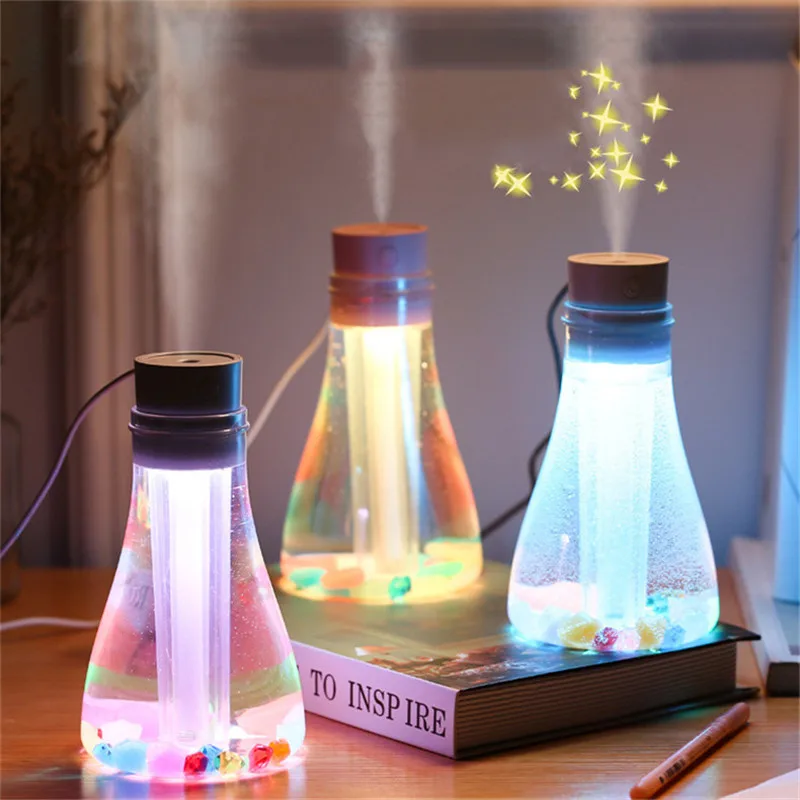 

Creative Wishing Bottle Humidifier 500ML Large Capacity Essential Oil Diffuser 7 color Night Light whisper-quiet Mist Maker P49