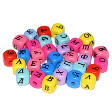 

Children Jewelry Wooden Beads Colorful Russian Letters Wood Beads 10X10mm DIY Multicolor Jewelry Making Accessories 50PCS/Pack