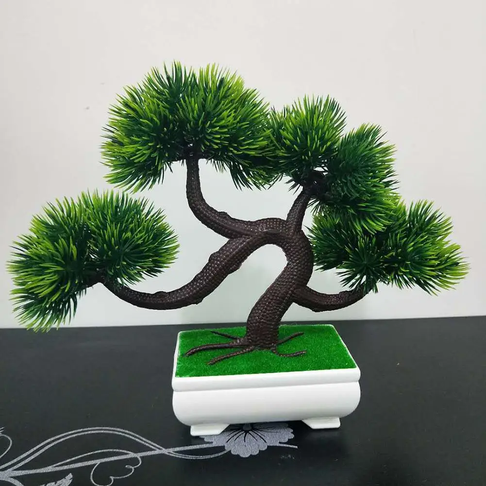 

Hot Mini Artificial Pine Tree Faux Plant Bonsai Cafe Office Home Desk Decoration