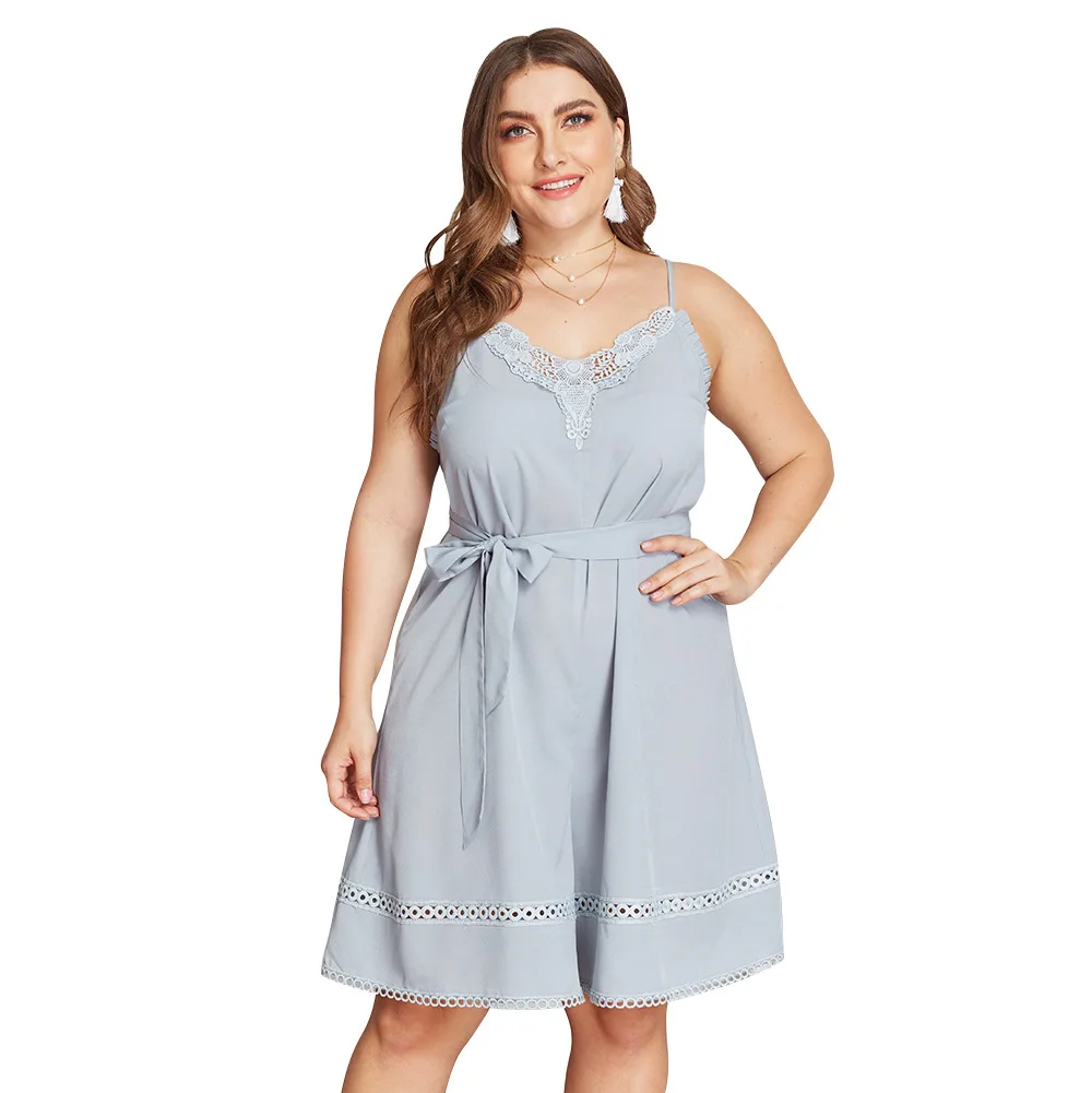 

Summer Big Size Jumpsuits for Women Super Size Bow Strap Loose Playsuits Bodysuits Ladies Culotte Casual Big Oversized Culotte