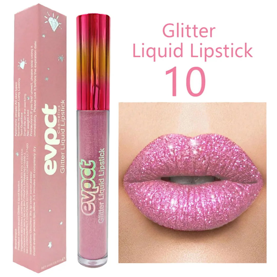 Shellhard 15 Colors Diamond Glitter Glossy Makeup Liquid Lipstick Matte Changed Metallic Lipgloss Shiny Sexy Lip Gloss