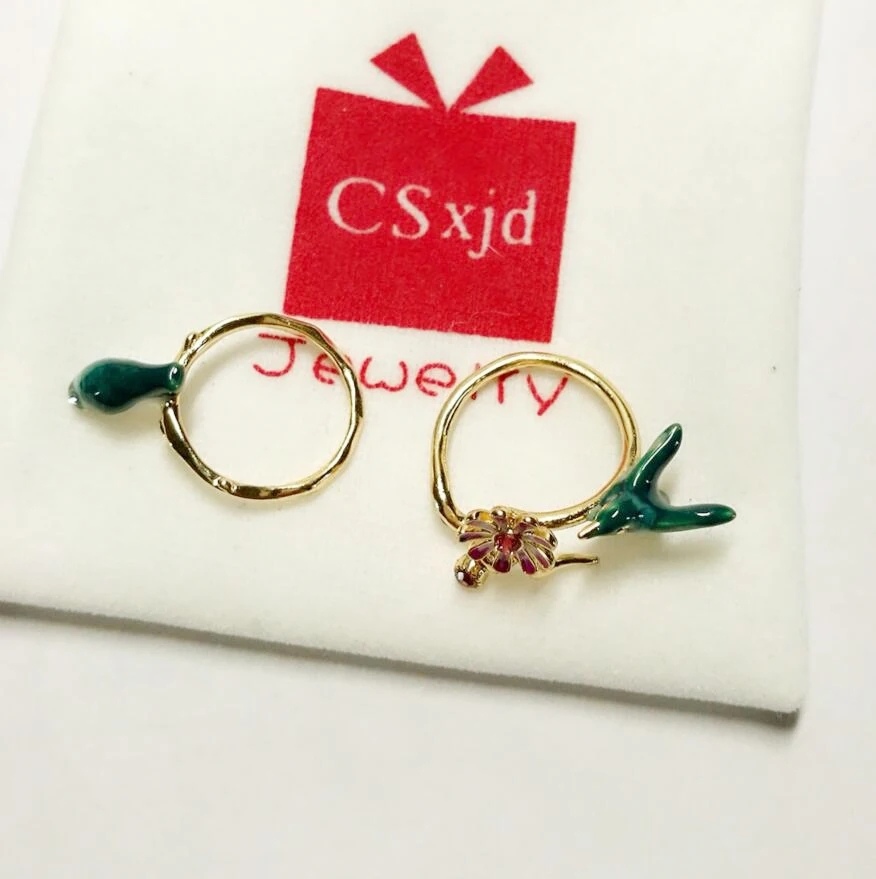CSxjd роскошное кольцо ювелирное изысканное романтическое эмалированное голубое кольцо с птицей