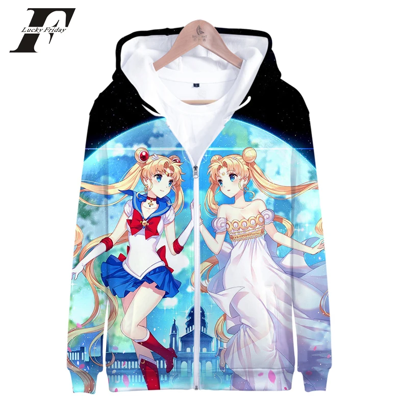 

Kpop Sailor Moon Hoodies 3D Women's Hoodies/sweatshirts Japanese Cartoon Long Sleeve Kawaii Aesthetics Anime Zipper Hoodies