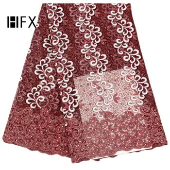 

african lace fabric,Red embroidered flower net lace,high quality Nigerian lace fabric with stones for woman wedding dress H1719