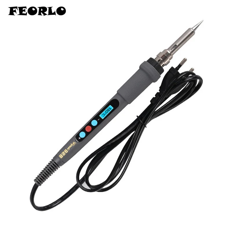 

FEORLO 220V 110V EU US UK plug LCD Digital Adjustable NC thermostat Electric Soldering Iron 60W Internal heating element