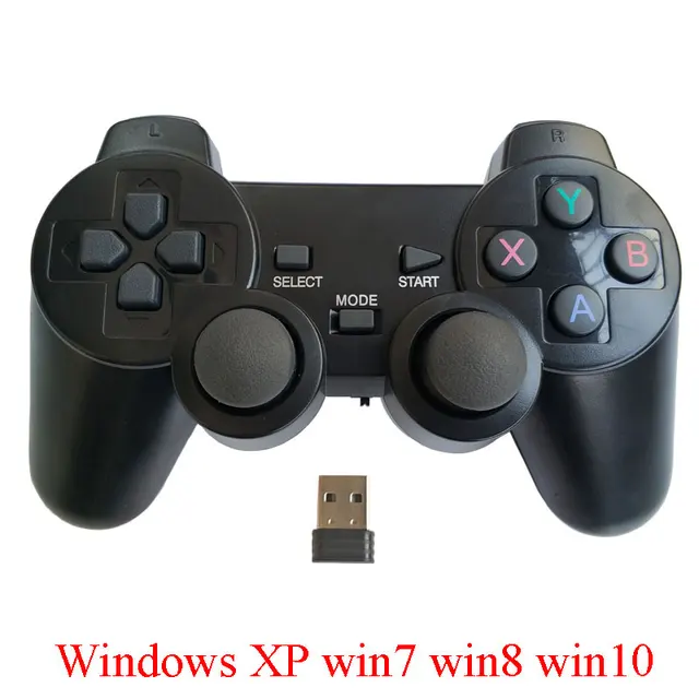 Wireless computer game controller PC gamepad with double joystick double vibration mini USB