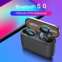 V5.0 Bluetooth наушники истинные беспроводные гарнитуры 3D стерео звук наушники двойной микрофон с зарядной коробкой